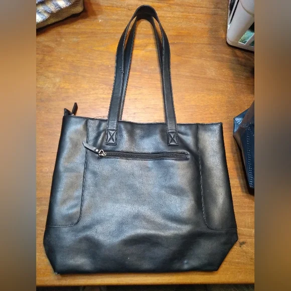 Roots 73 Faux Leather Black Shoulder Bag, Clean Inside, Some Issues - Picture 2 of 12